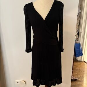 Amadi Elegant Black Knit Wrap Dress